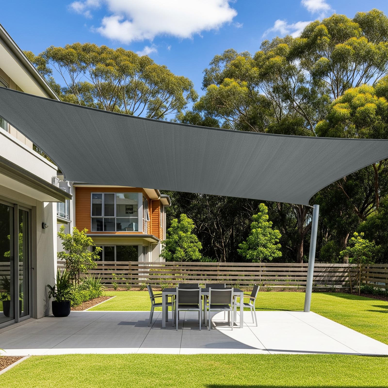 Cool Area Sun Shade Sail 10x16FT Rectangle Shade Canopy Outdoor Sunshade for Patio Backyard Garden, Dark Grey Image