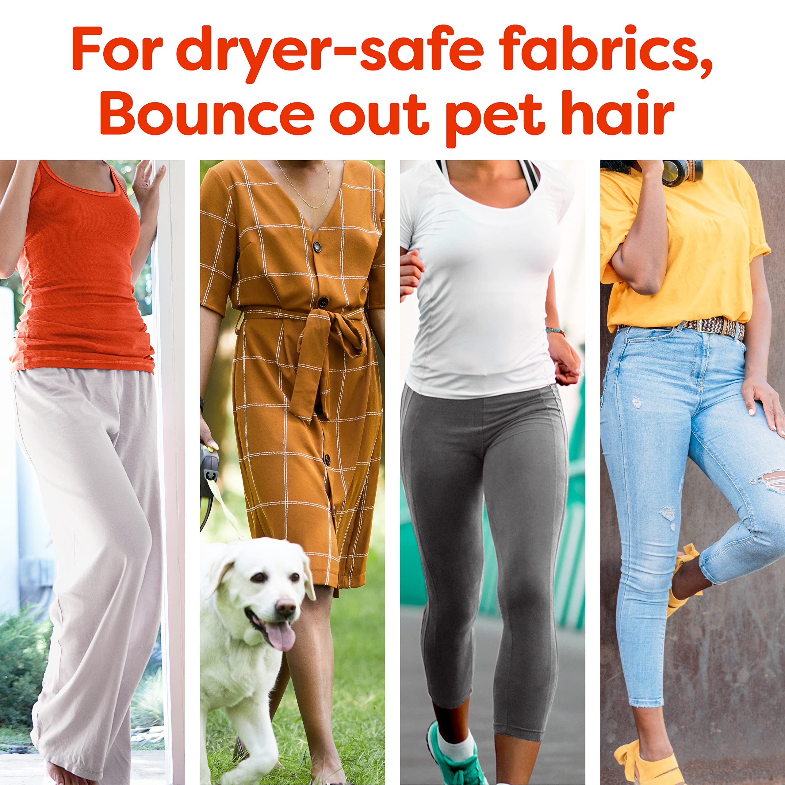 Bounce Pet Hair and Lint Protector, Mega Fabric Softener Dryer Sheets with 3 Pet Hair Fighters, Odourless, Pack of 150