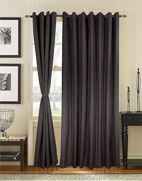 S9home Set Of 2 Textured Black Room Darkening Door Curtains With