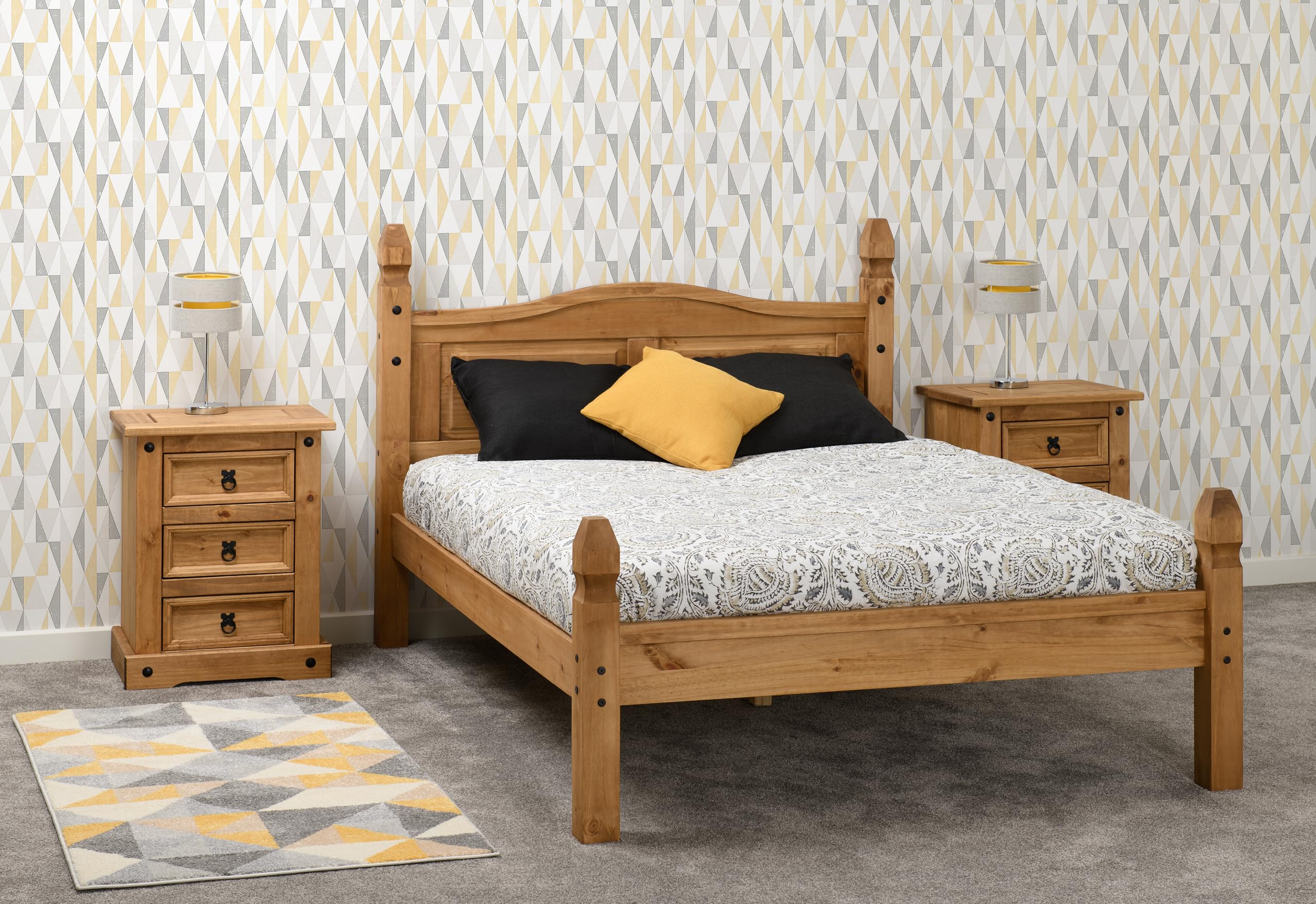 Seconique Corona 4'6" Double Low End Bed in Distressed Waxed Pine