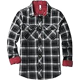 Premium Flannel Shirt for Men, Brushed Utility Casual Plaid Shirt, Button-Down Long Sleeve with Pockets