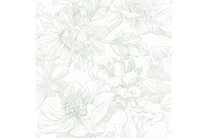 Dimoon 78.7"x17.3" Peel and Stick Wallpaper Green Floral Contact Paper White Boho Modern Wallpaper Removable Self Adhesive Flower Wall Paper for Kitchen Bathroom Bedroom Cabinets Thicken Vinyl Roll