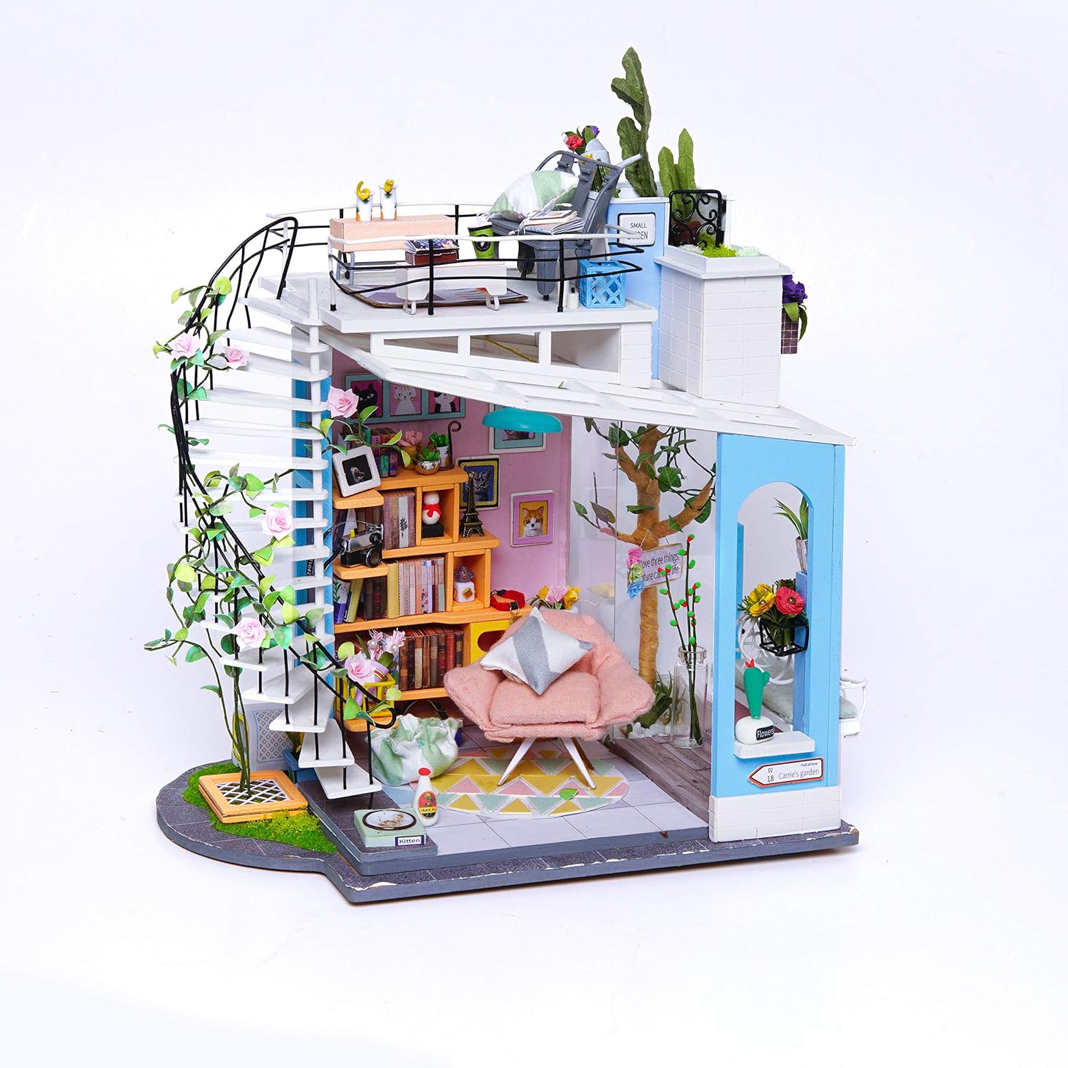 RoWood DIY Miniature Dollhouse Kit with Furniture, 124