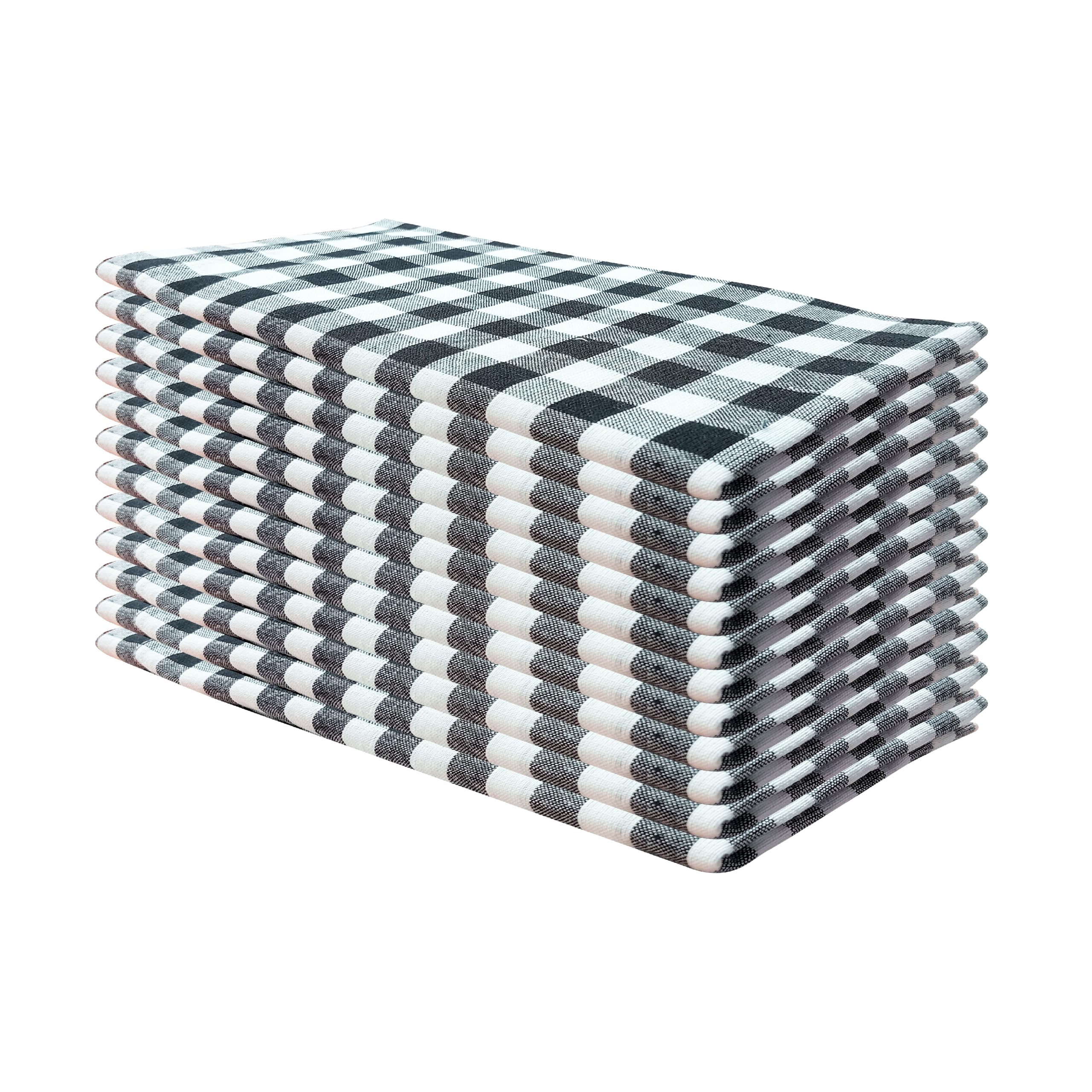 Linen Clubs Pack of 6 Black-White 100% Cotton Yarn Dyed Gingham Check Dinner Napkins 18x18 Inch, Clambake Beach Party Nautical Dinner Napkins as Well Offered by