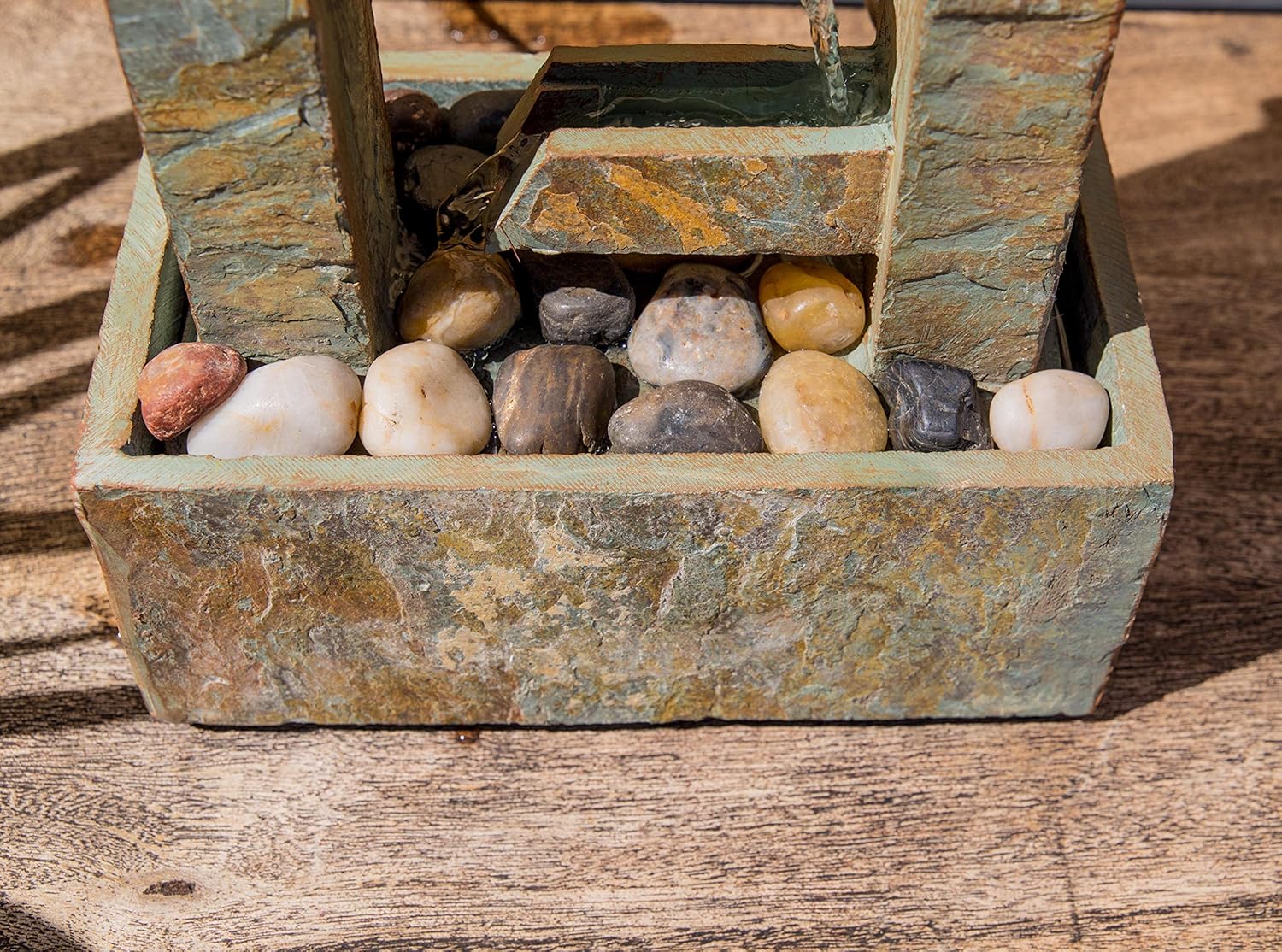 Kenroy Home Rustic Indoor Table Fountain, 19 Inch Height, 10 Inch Width, 6 Inch Ext. with Slate (51046SL) : Garden & Outdoor