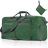 Vomgomfom 65L/85L/115L Foldable Travel Duffle Bag, Lightweight Checked Luggage with Shoe Compartment, Water-Resistant Weekender Overnight Bag for Men & Women
