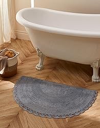 Half Circle Bohemian Bathroom Rug with Handwoven