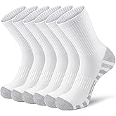 Airacker Athletic Socks Sport Running Calf Socks Performance Cushioned Breathable Crew Socks for Men Women(6 Pairs)