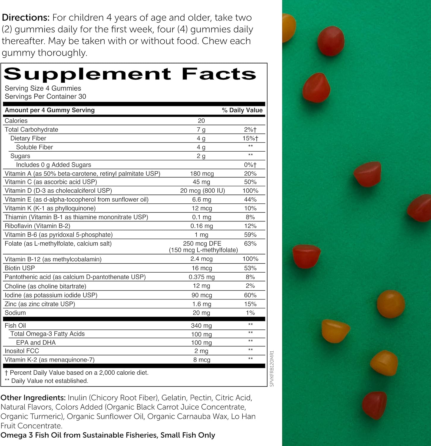 SmartyPants Kids Formula & Fiber Daily Gummy Multivitamin: Fiber for Digestive Health, Vitamin C, D3, & Zinc for Immunity, Omega 3 Fish Oil (EPA & DHA), B6, Methyl B12, 120 Count (30 Day Supply): Health & Personal Care