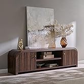 T4TREAM 70" Modern Fluted TV Stand, Long TV Table Entertainment Center with Storage, Media Console for Living Room with Door and Adjustable Shelves (Dark Walnut)