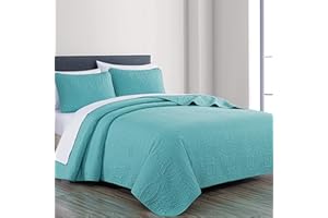 Chezmoi Collection Austin 3-Piece Oversized Bedspread Coverlet Set (Queen, Turquoise)