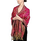 Achillea Reversible Paisley Pashmina Rave Scarf – Exotic Indian Shawls and Wraps for Evening Dresses, Festivals, All Seasons