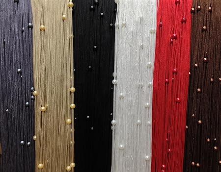 Pewter Grey String Curtain With Beads Door Curtain Decoration 90cm