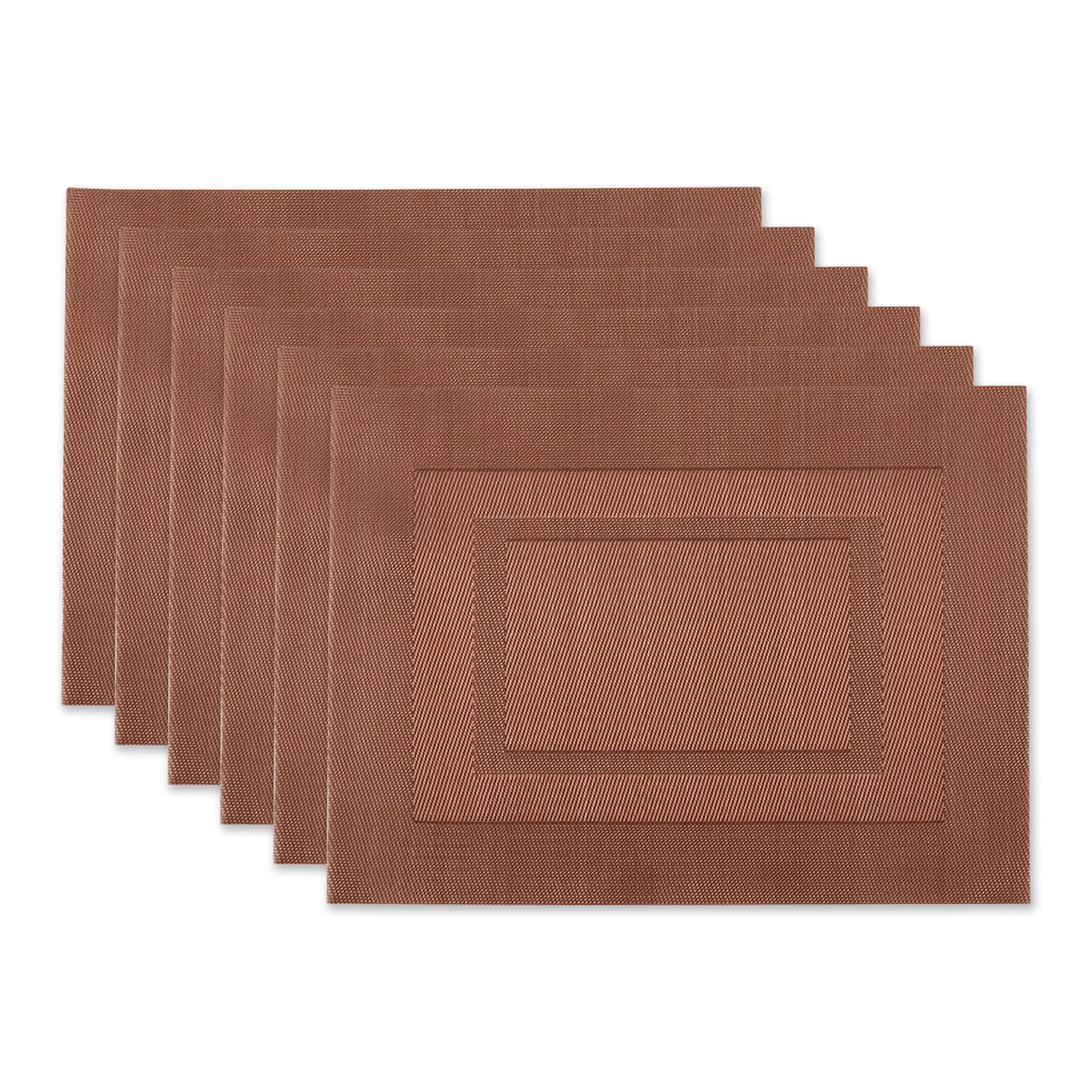 DII PVC Tabletop Collection Woven Indoor/Outdoor, Placemat Set, 13x17.25, Cinnamon, 6 Piece