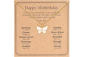 C-leen Happy 5th 6th 7th 8th 9th 10th 11th 12th 13th Birthday Gifts for Girls Kids, 18K Gold Filled Butterful Necklace Birthday Gifts for 5 6 7 8 9 10 11 12 13 Yearl Old Girls