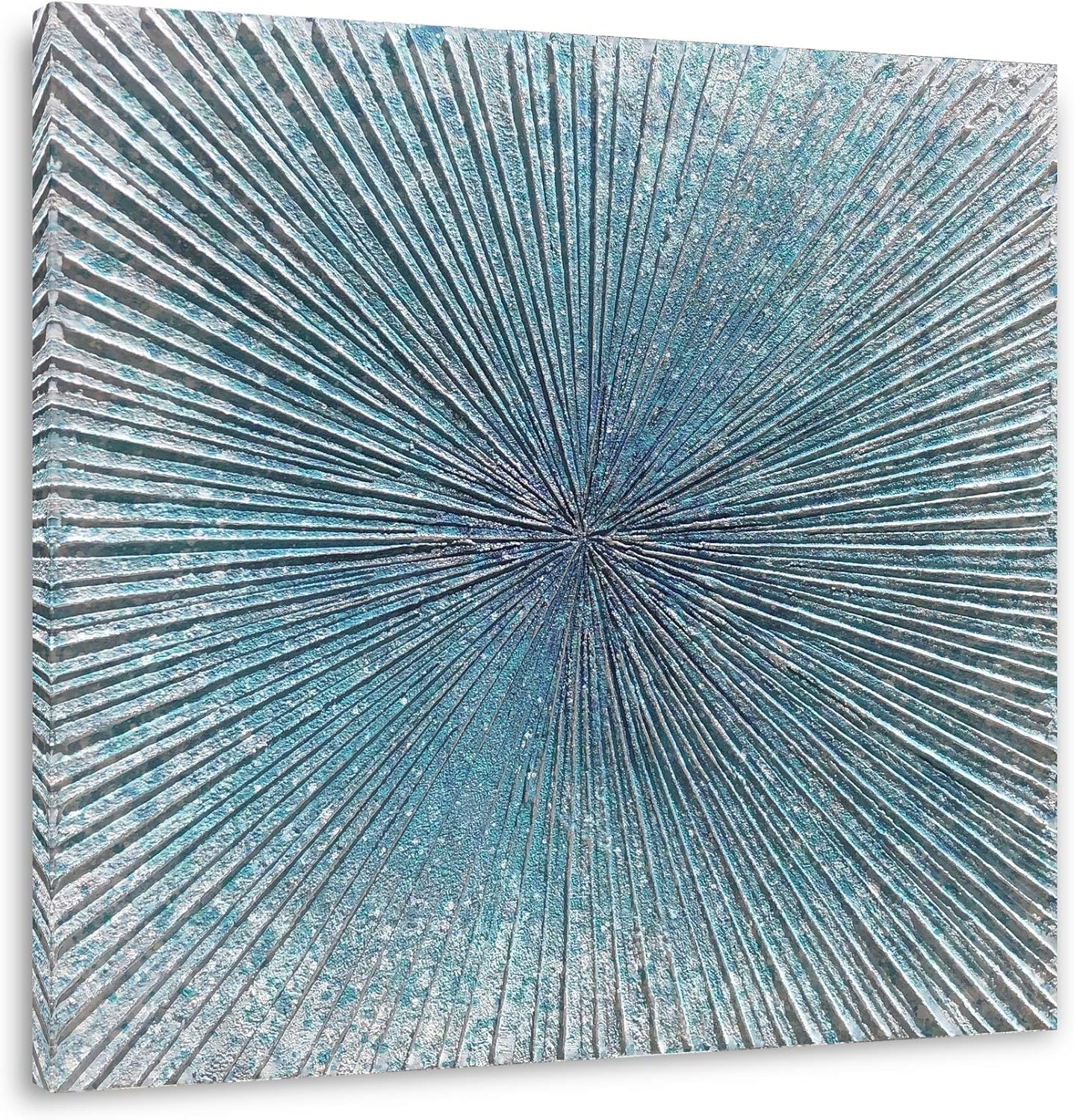 Paintings - Yihui Arts Large Contemporary Abstract Living Room Wall Art Hand Painted Modern Teal Color Canvas Painting Pictures for Decoration