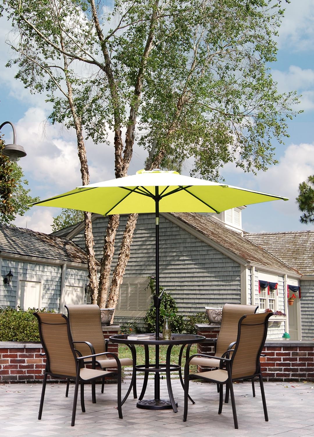 Amazon Com Grand Patio 9 Ft Aluminum Patio Umbrella Uv Protected Outdoor Umbrella With Push Button Tilt And Crank Lime Green Garden Outdoor