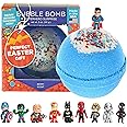 Superhero Bath Bombs for Kids & Boys with Surprise Hero Toys Inside (1 Pack) - Easter Basket Stuffers for Boys and Girls - Large Bubble Bomb with Fruity Scent, Relaxing Aroma, USA Made by Two Sisters