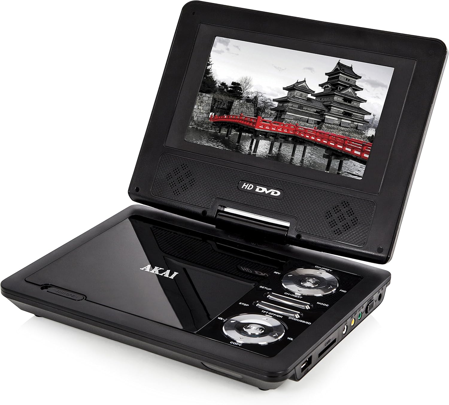 Akai Portable DVD Player with SD Card Reader, USB Port, 7 inch LCD Wide
