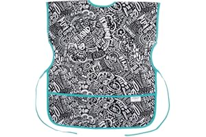 Bumkins Short Sleeve Smock, Toddler Reusable Waterproof Bib for Girls and Boys Age 3-7 Years, Junior Childrens, Kids Paint Ap