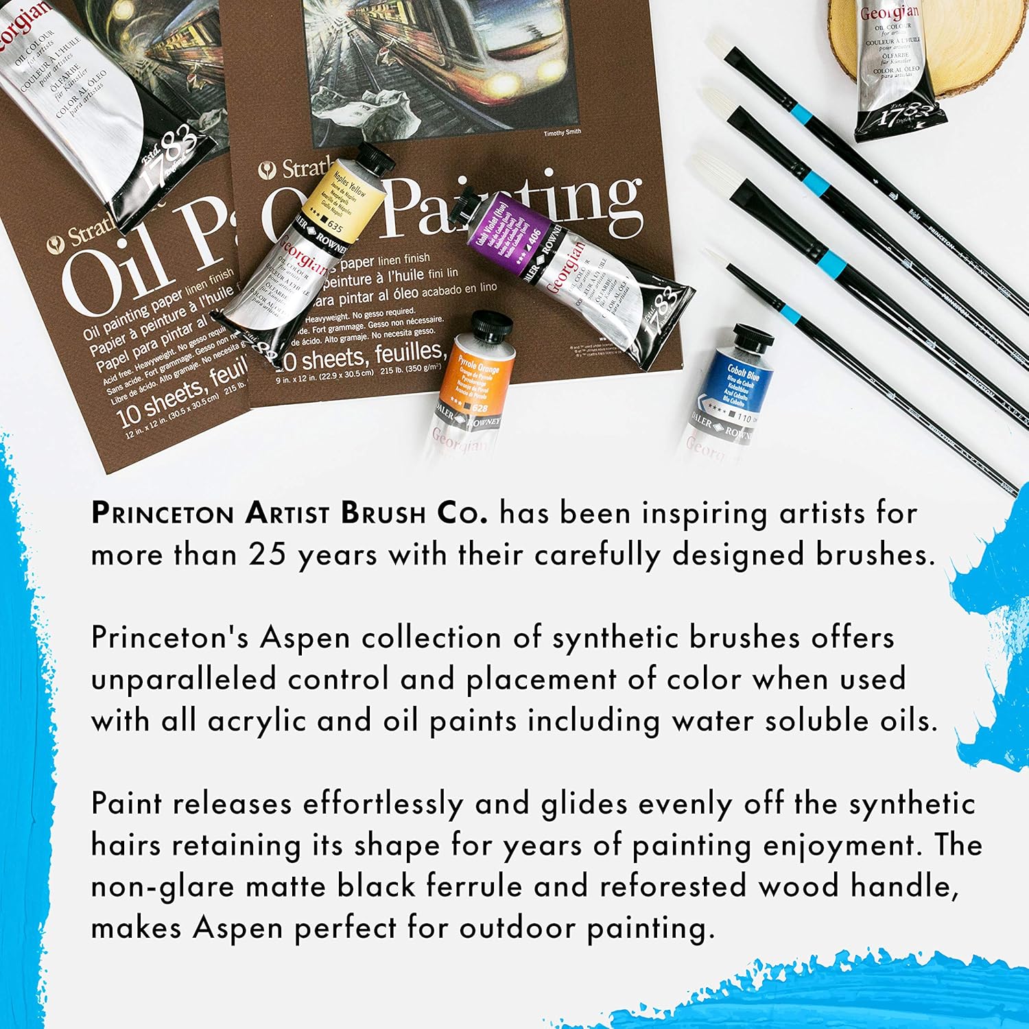 Princeton Aspen, Series 6500, Synthetic Paint Brush for Acrylics and Oils, Filbert, 4