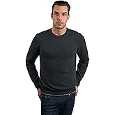 JENNIE LIU Mens 100% Cashmere Crewneck Sweater | Ultra-Soft, Breathable Knit for Golf & Cold Weather