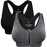 Women's Zip Front Sports Bra Wireless Post-Surgery Bra Active Yoga Sports Bras