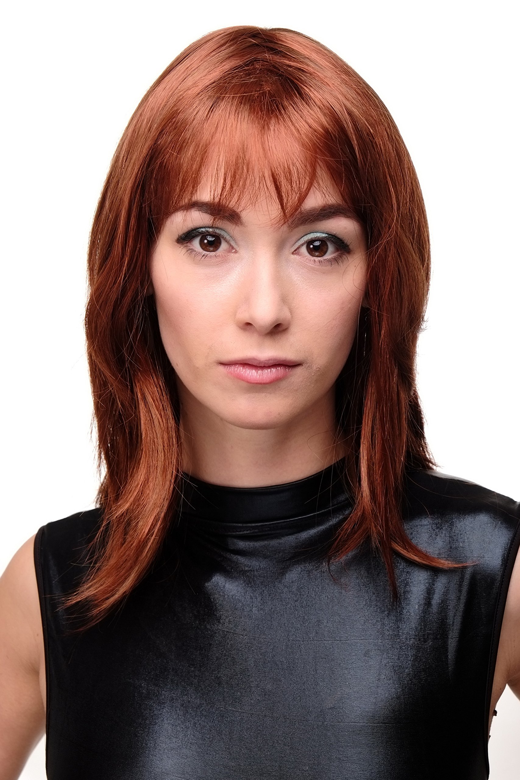 WIG ME UP GFW1868-130H30 Sexy Lady Quality Wig shoulder length layered longbob copper red redbrown strands streaked 18inch