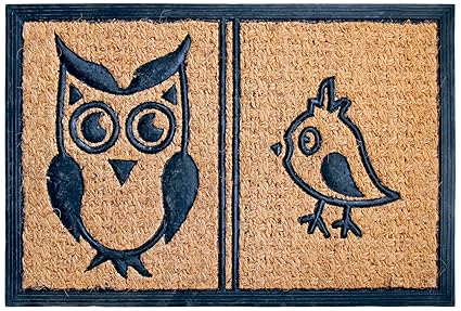 Owl and Bird Coir Rubber Doormat