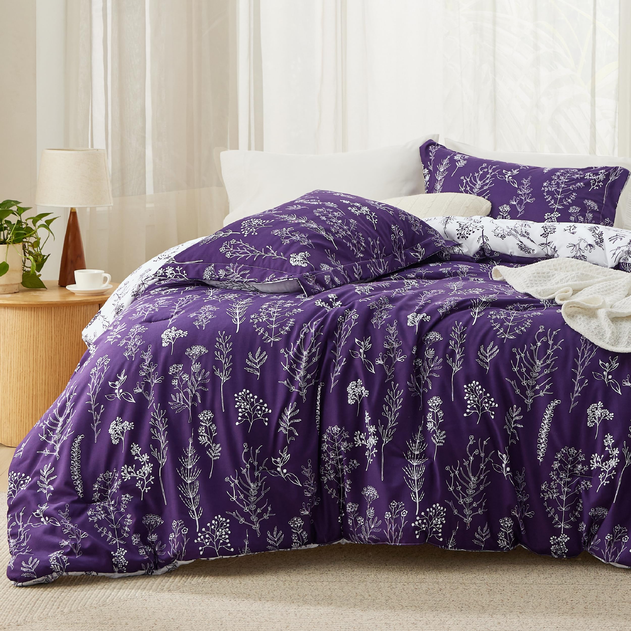 Bedsure California King Comforter Set - Dark Purple Bed Set, 3 Pieces ...