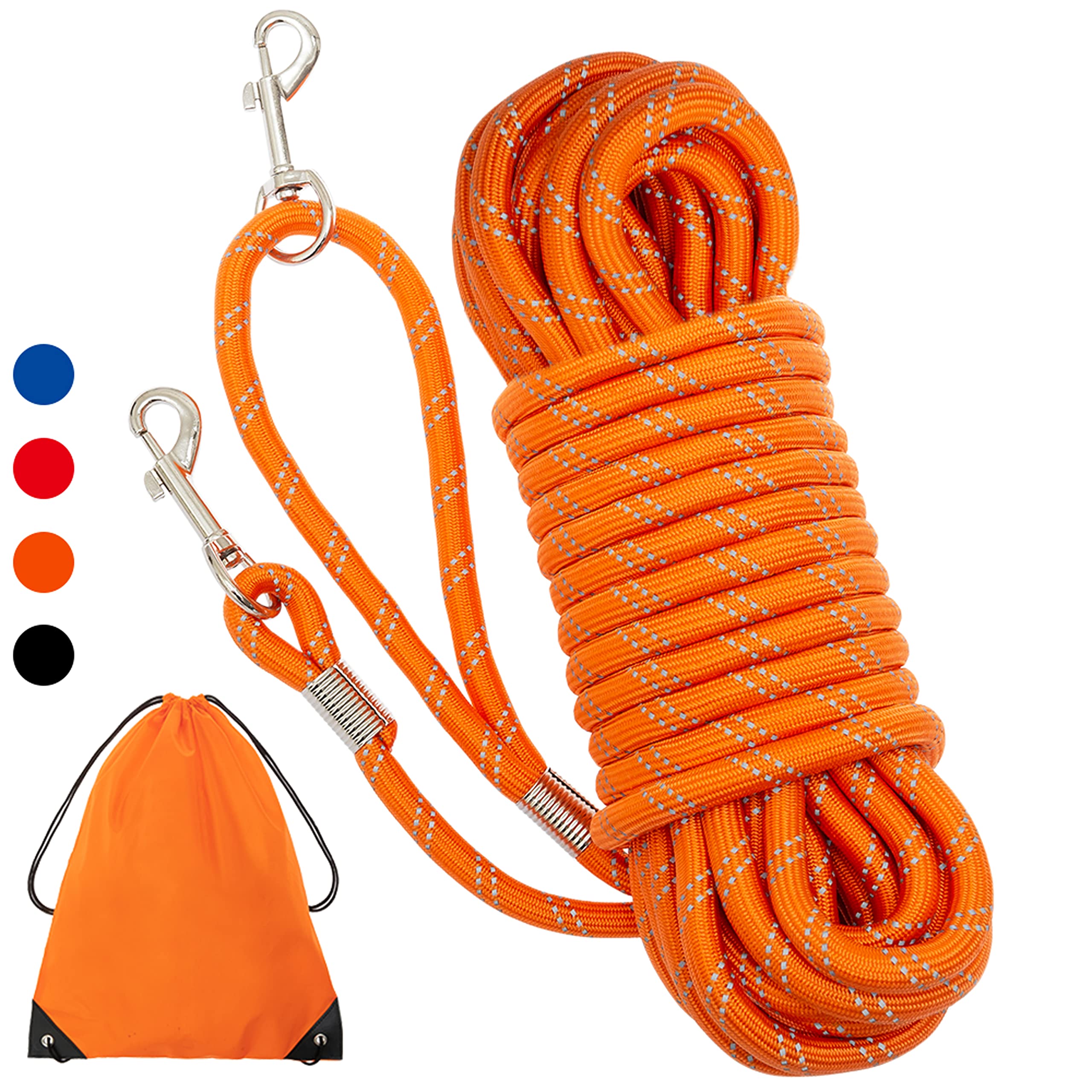 Segzwlor Dog Training Leash - 30ft, 50ft Reflective Heavy Duty Long Rope Leash - Nylon Dog Lead Check Cord for Walking, Hunting, Camping, Backyard, etc. Easy Control for Small, Medium, Large Dogs