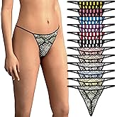 Sexy Basics Women's 12 Pack String Bikini - T-Back Thong Underwear | Buttery Soft No Show Panties