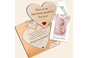 HD WOOD CRAFT Will You Be My Godmother Proposal Gifts - Rustic Godmother Picture Frame from Godkids Gifts for Godmother, Baptism Gifts for Godmother from Godson, Godmother Present Asking Card (Godmother)