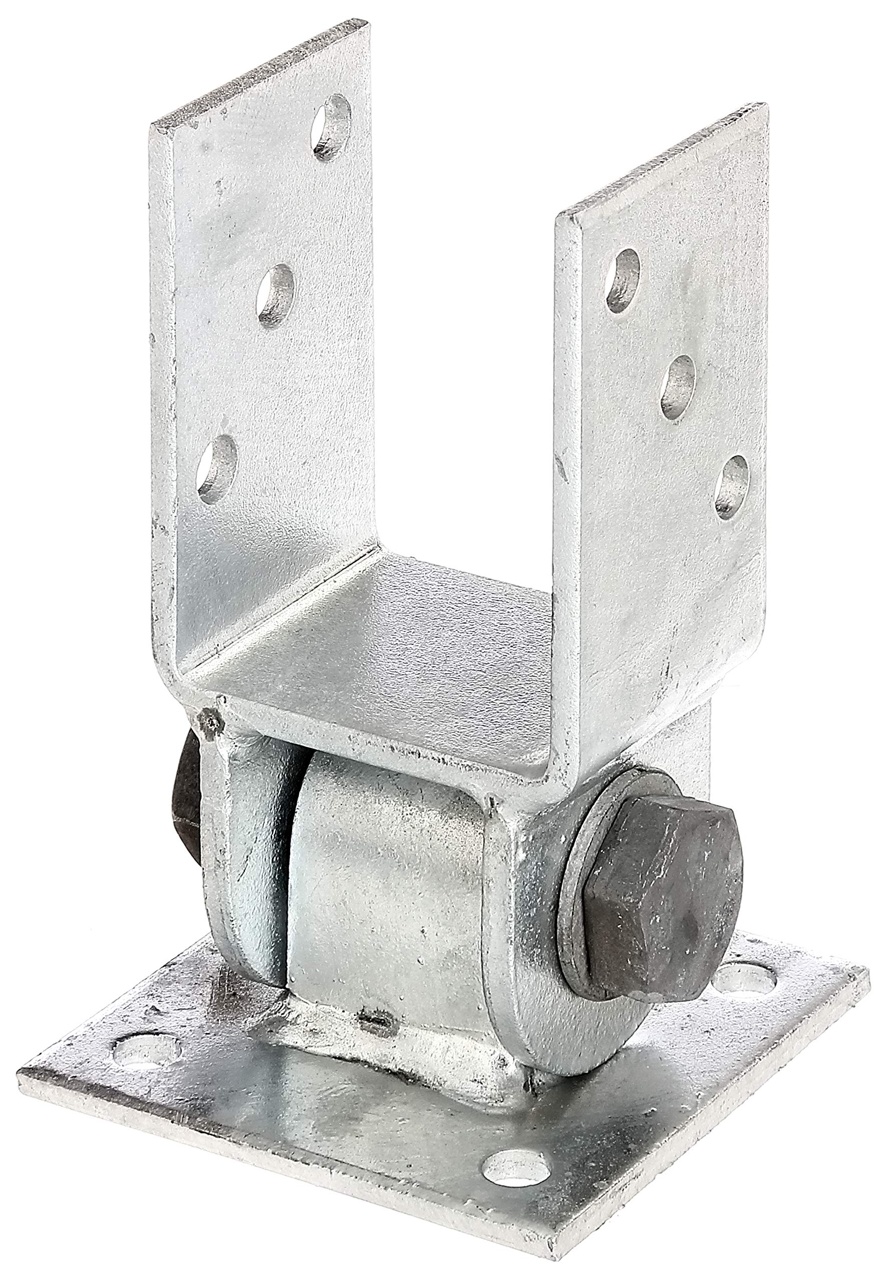 Alberts 208707 Post Holder with Moving Top | Screw-On | Hot-Dip Galvanised | Clear Width 71 mm