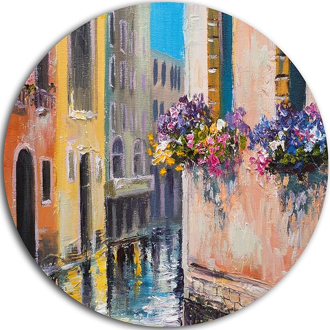 Amazon Com Designart Mt6231 C23 Metal Wall Art Disc Of 23 Inch 23x23 Disc Brown Blue Posters Prints