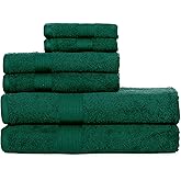 Ample Decor 100% Green Cotton Luxury 6 Piece Towels Set, 2 Bath Towels, 2 Hand Towels, 2 Wash Cloths for Bathroom