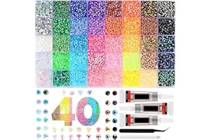 40 Colors Bedazzling Kit, 32000PCS 3mm Flatback Rhinestones for Bedazzling, Resin Rhinestone Kit with B7000 Glue, Bling Gems 