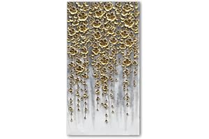 Epicler art 3D Vertical Abstract Canvas Oil Painting Wall Art, 116x57cm Golden Flower Painting Wall Art, Home Living Room Wall Decoration Abstract Painting Art