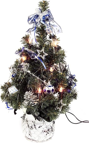 Brauns Heitmann Weihnachtsbaum, 45 cm, mit 10-teilig Beleuchtung, silber / blau 86990