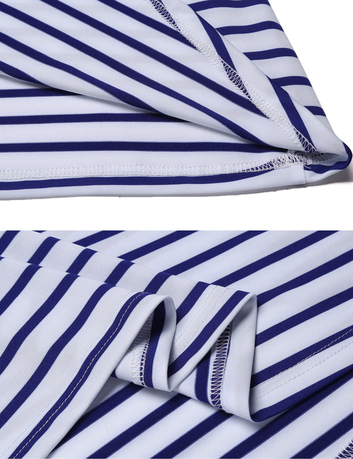 L\'AMORE Damen Basic Shirt Streifen 3/4 Ärmel Oberteil Casual Bluse Longshirt