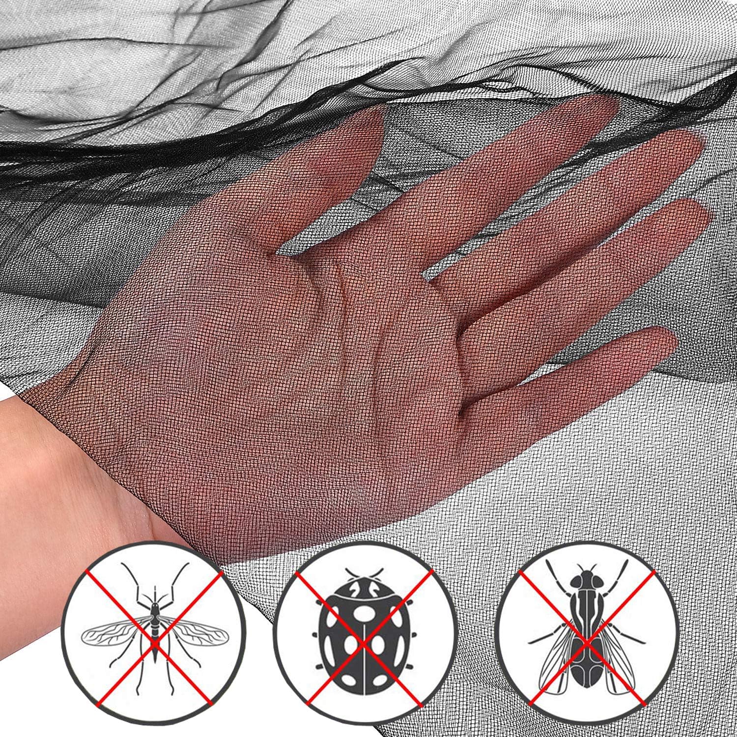 Mosquito NET for Bed Canopy, Four Corner Post Curtains Bed Canopy Elegant Mosquito Net Set, Stick Hook &Profession Rope for net, Screen Netting Canopy Curtains, Full/Queen/King/Black: Home & Kitchen