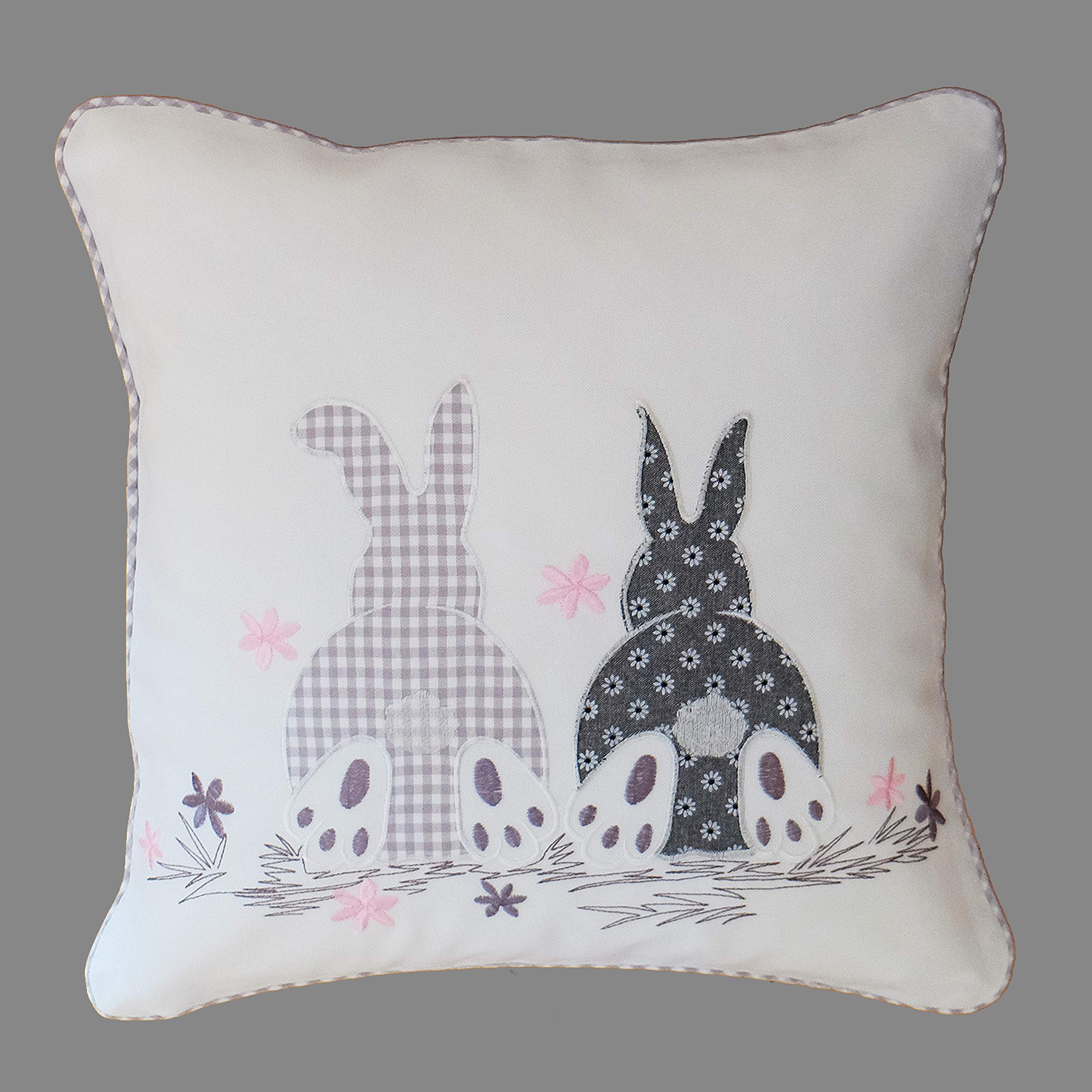 Raebel Cushion Cover with Two Rabbits, Decorative Throw Pillows, 40 x 40 cm