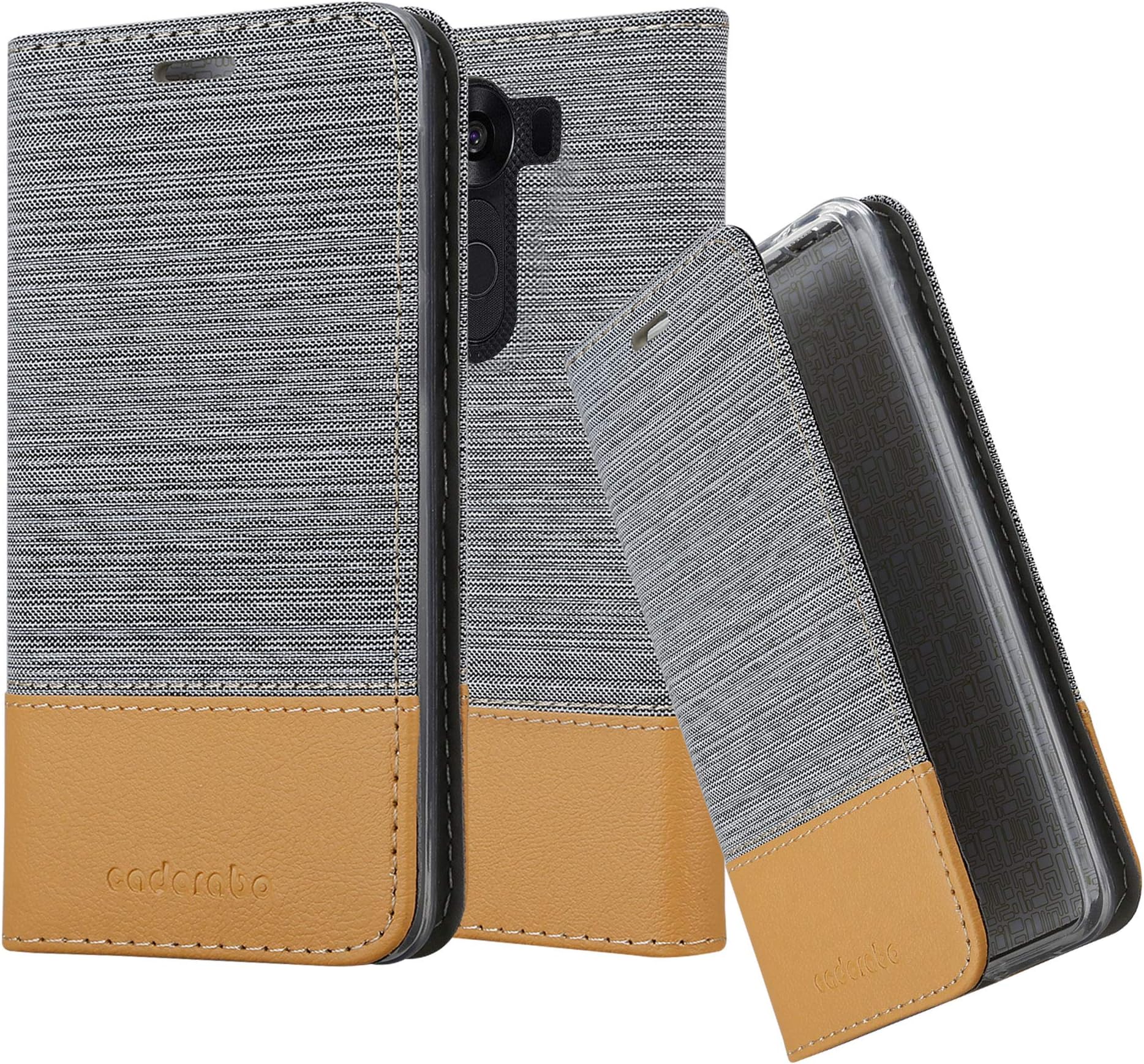 Cadorabo Book Case Compatible with LG V10 in Light Grey Brown - with Magnetic Closure, Stand Function and Card Slot - Wallet Etui Cover Pouch PU Leather Flip