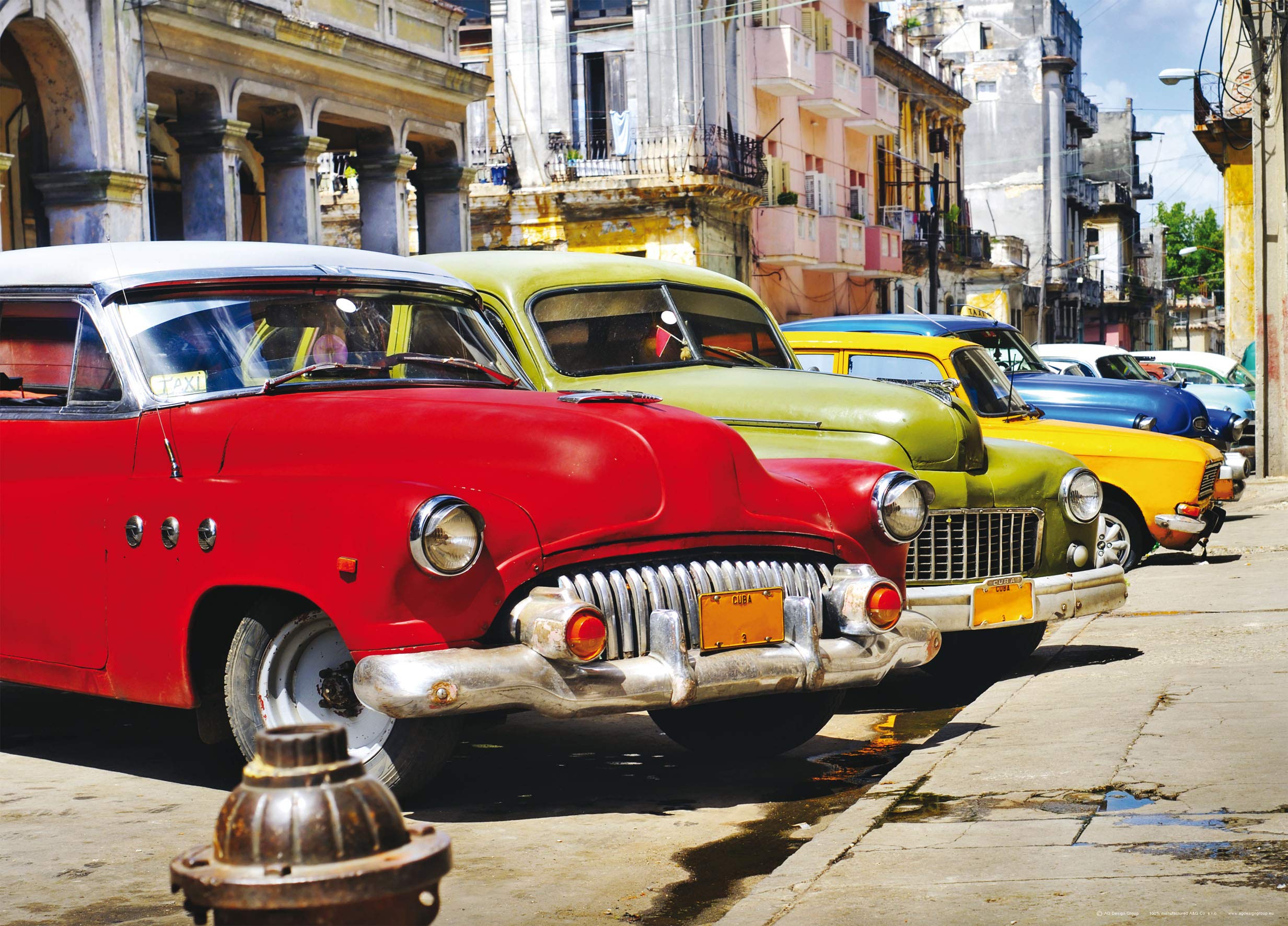 AG DESIGN Cuba Cars Giant Wall Poster, Non Woven, Multi-Colour, 160 x 110 cm