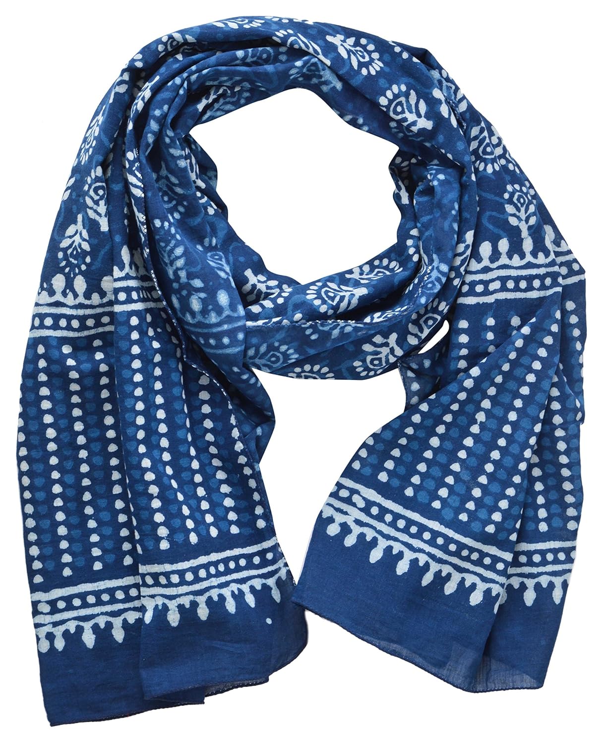 guru kripa enterprises women's stole (blue) size(170cm x 55cm) handblock printed
