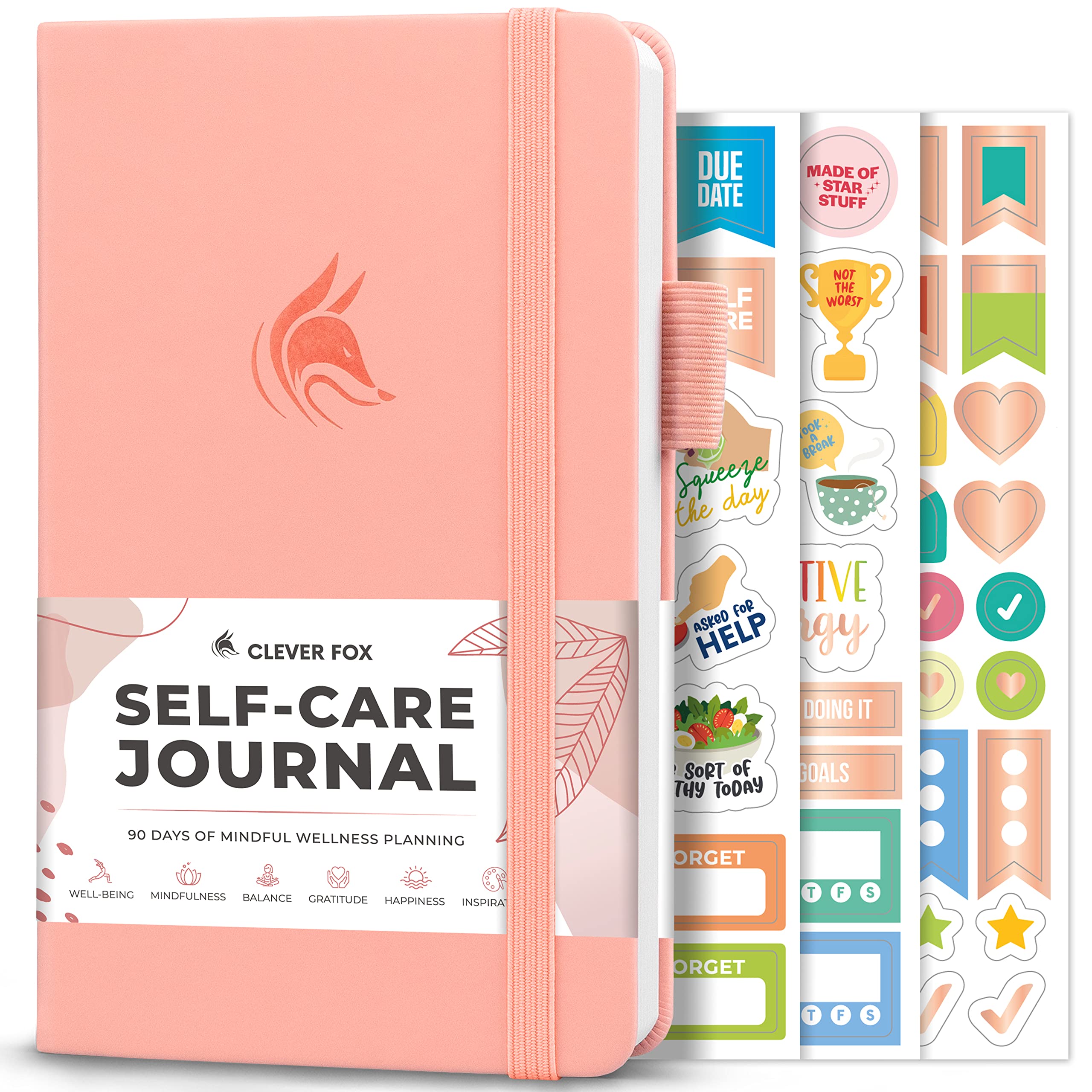 Clever Fox Self-Care Journal – Daily Reflection Notebook – Mental Health & Personal Development Planner, Meditation & Mood Log, Pocket (Light Pink)
