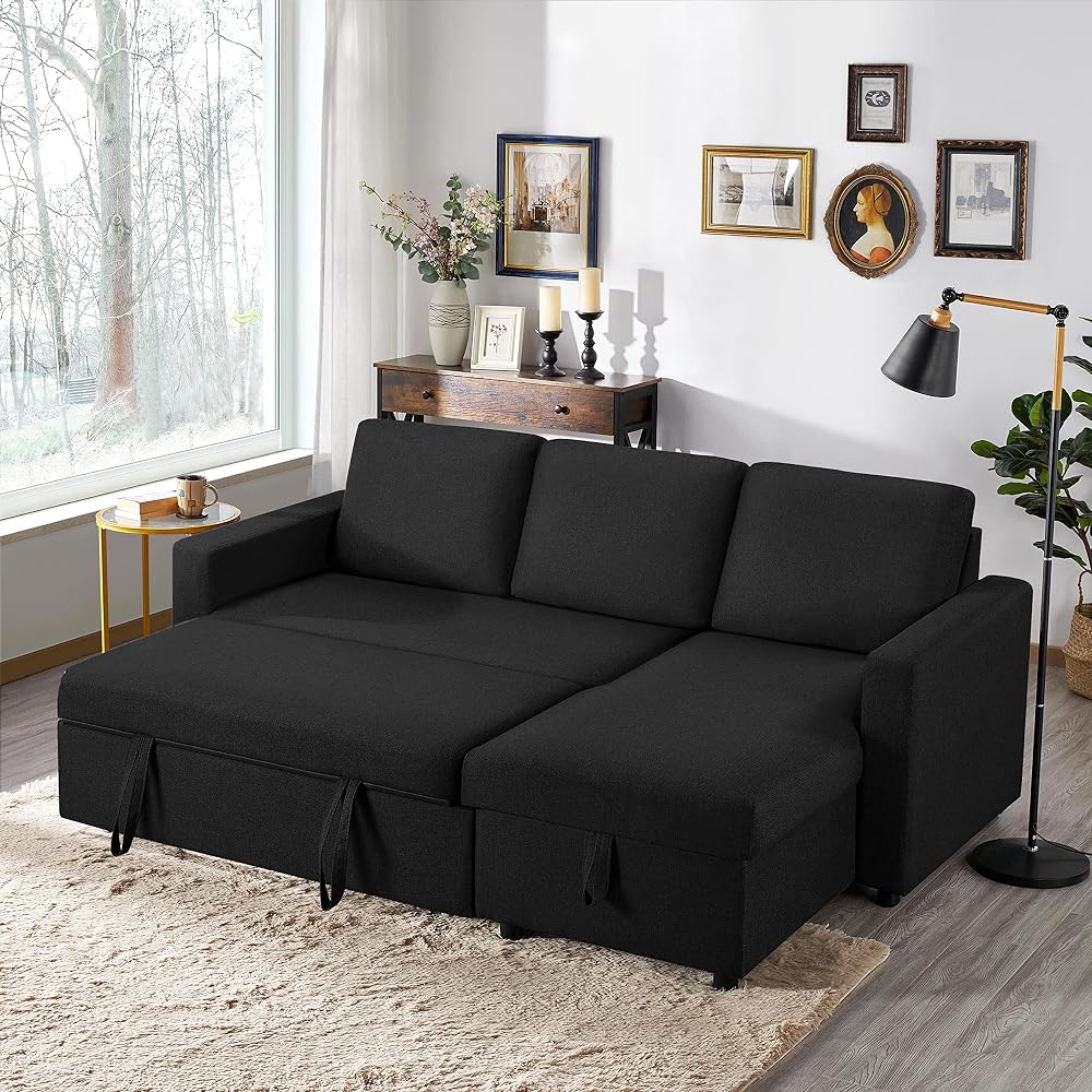 Yaheetech L-Shaped Sofa Bed 3 Seater Convertible Couch Pull Out with Storage