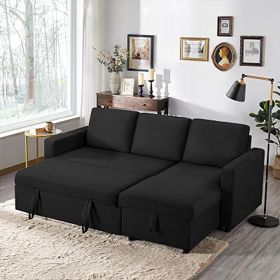 Yaheetech L-Shaped Sofa Bed 3 Seater Convertible Couch Pull Out with Storage