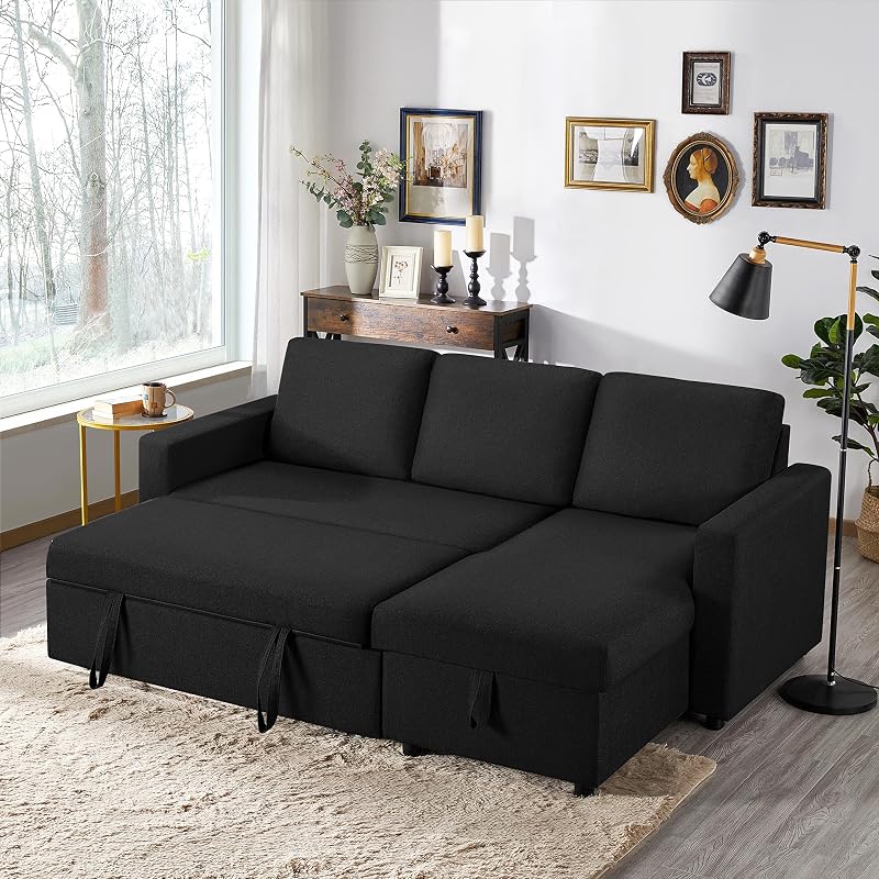 Yaheetech L-Shaped Sofa Bed 3 Seater Convertible Couch Pull Out with Storage
