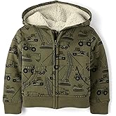 And Toddler Long Sleeve, Sherpa Lined, Zip-front Hoodie Sweatshirt